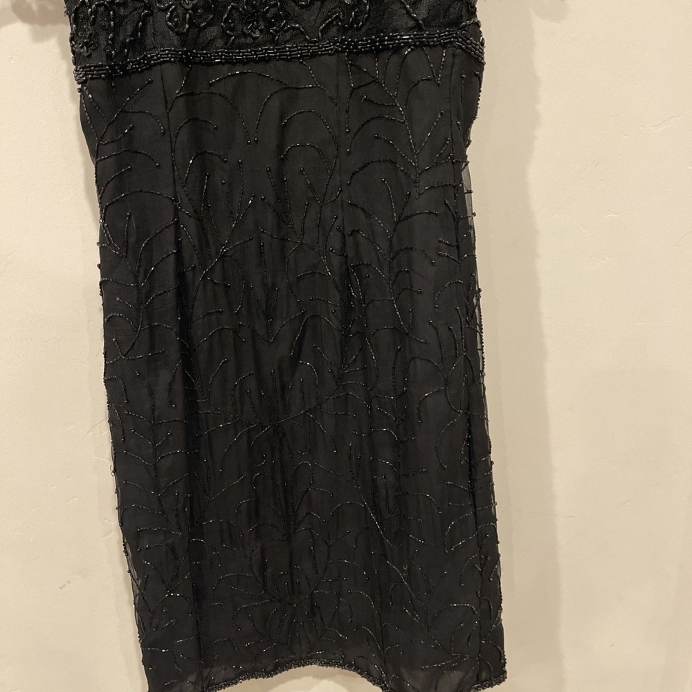 VTG B2 & US Beaded Silk Dress Sz M Black Sequin Cocktail‎ Glam Repair AS IS - Picture 4 of 12
